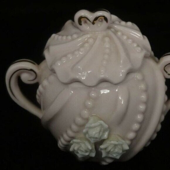 Norcrest Creamer and Sugar Bowl Set Porcelain Pink Lavender Roses Vintage - Picture 8 of 12